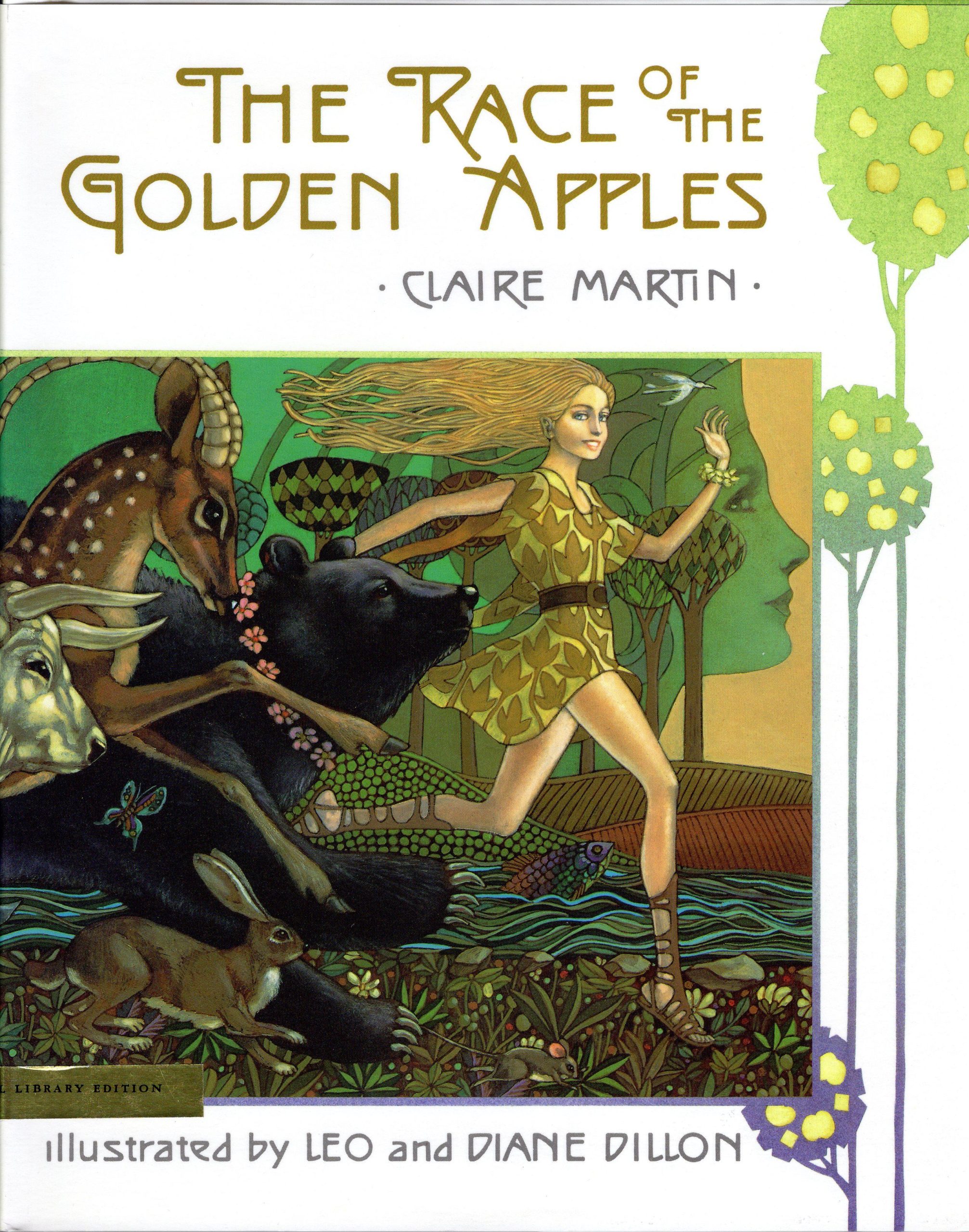 Leo and Diane Dillon's Covers Art Leo & Diane Dillon, The Race of the Golden Apples by Claire Martin, front cover, 1991.