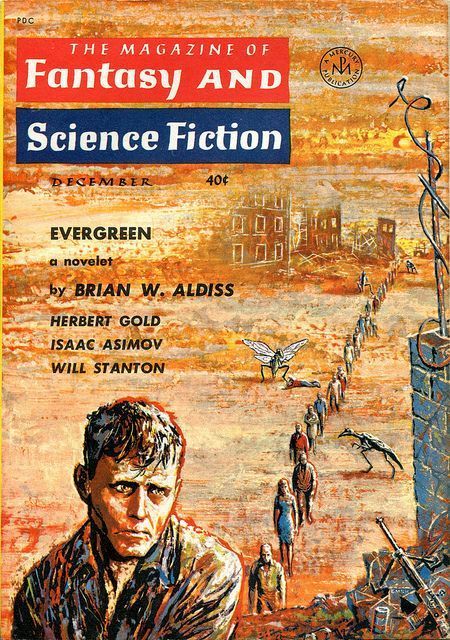 #323 David A. Hardy, Martian tripod vs. British battleship, F&SF 78-04.