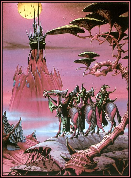 70sscifiart:  Rodney Matthews - Obsidian Castle