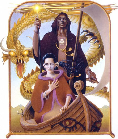 Leo and Diane Dillon's visual Art A cover for Ursula Le Guin’s A Wizard of Earthsea by Leo and Diane Dillon