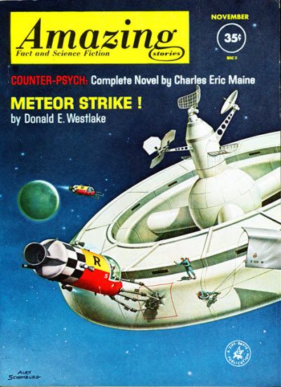 Ed Valigursky Amazing Stories Covers Art Alex Schomburg, Amazing Stories 61-11, Meteor Strike by Donald E. Westlake.