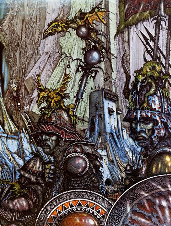 Ian Miller's visual Art At the battle of Hornburg by Ian Miller