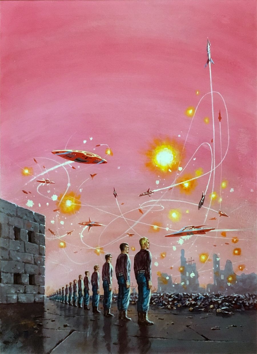 Ed Emshwiller's visual Art Earth's Last Fortress paperback cover by Ed Emsh Comic Art