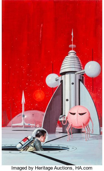 Ed Valigursky's visual Art Ed Valigursky, Crashing Suns by Edmond Hamilton, 1965, acrylic on board.