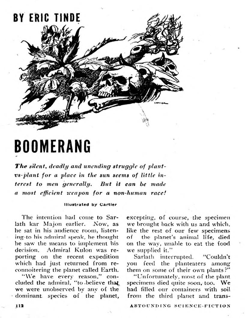 Edd Cartier's Covers Art Edd Cartier, Boomerang, Eric Tinde, Astounding SF 47-11, p.112.