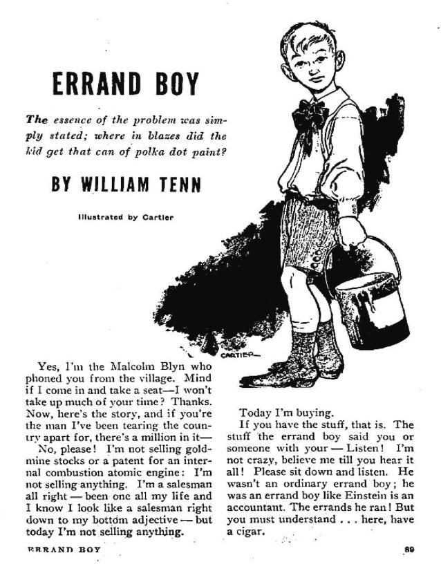 Edd Cartier's Covers Art Edd Cartier, Errand Boy by William Tenn, Astounding 47-06, p.89.