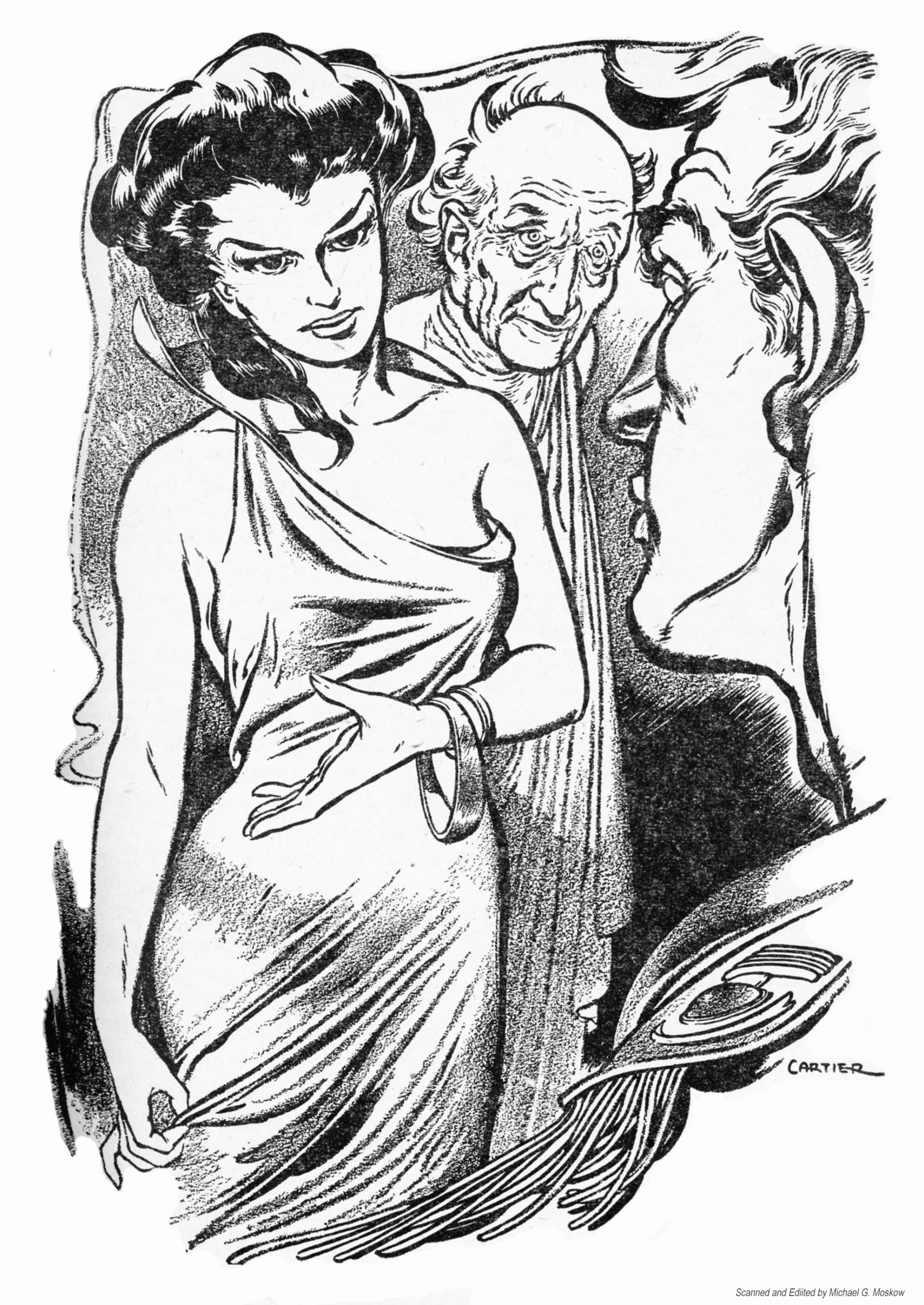 Edd Cartier's Covers Art Edd Cartier, Hell's Pavement by Irving Cox, Astounding SF 51-12, p.53.
