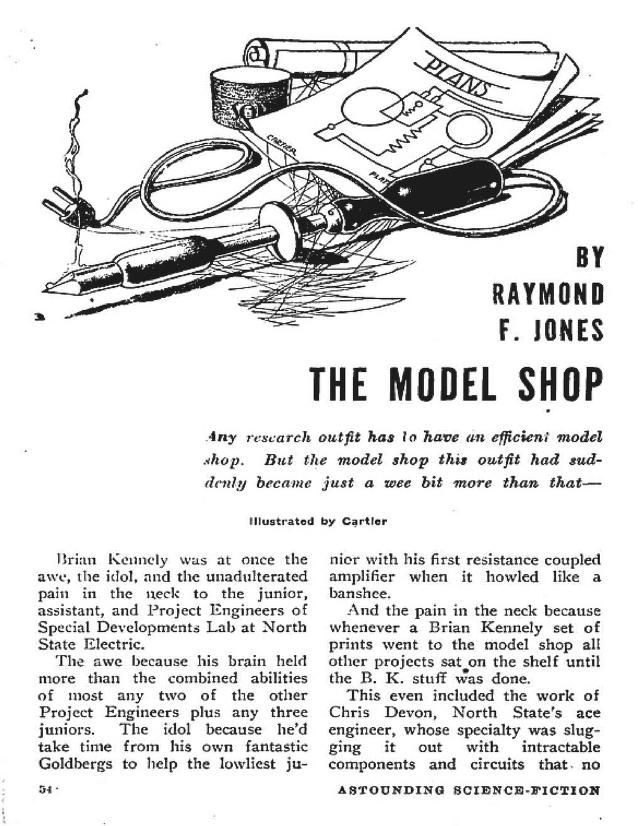 Edd Cartier's Covers Art Edd Cartier, The Model Shop by Raymond F. Jones, Astounding SF 47-06, p.54.