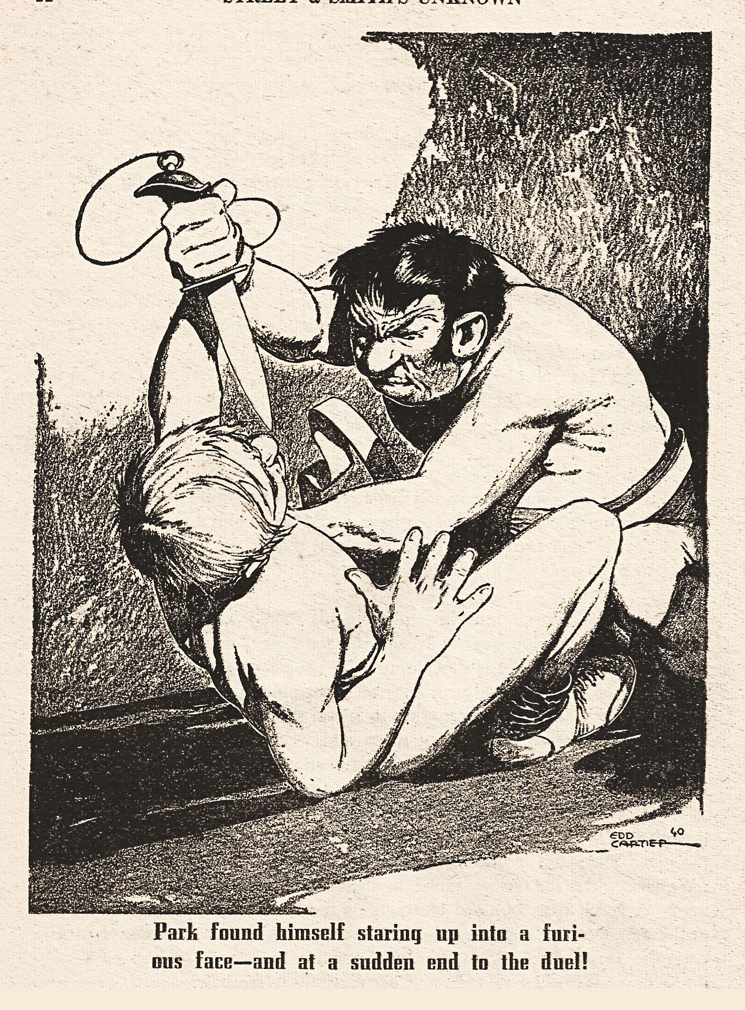 Edd Cartier's Covers Art Edd Cartier, The Wheels of If by L.Sprague de Camp,  Unknown 40-10, P.44.