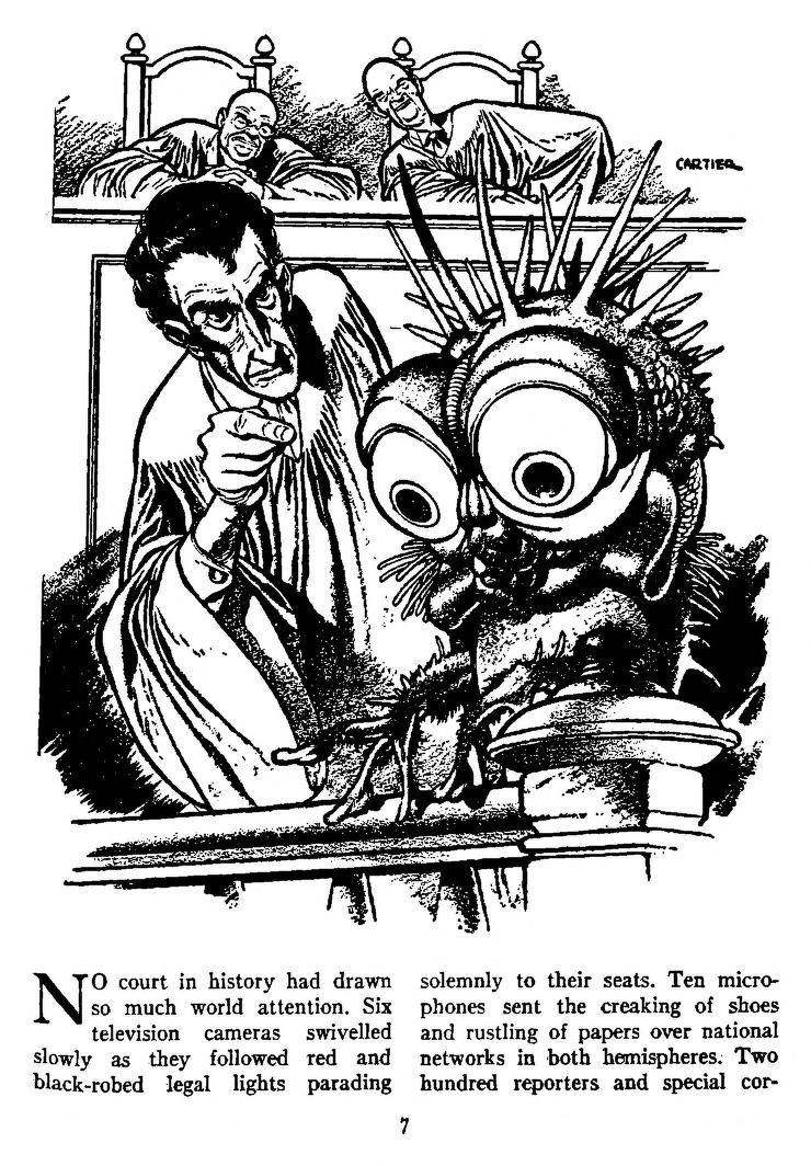 Edd Cartier's Covers Art Edd Cartier, The Witness by Eric Frank Russell, Other Worlds 50-09, P.7.