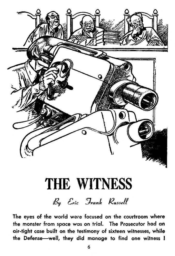 Edd Cartier's Covers Art Edd Cartier, The Witness by Eric Frank Russell, Other Worlds 50-09, p.6.