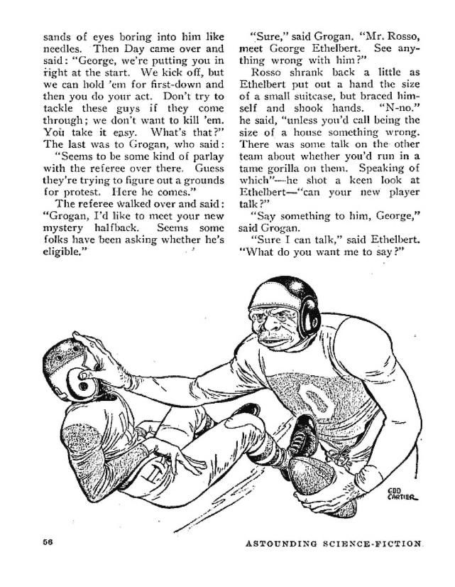 Edd Cartier's Covers Art Edd Cartier, Throwback by L. Sprague de Camp, Astounding SF 49-03, p.56.