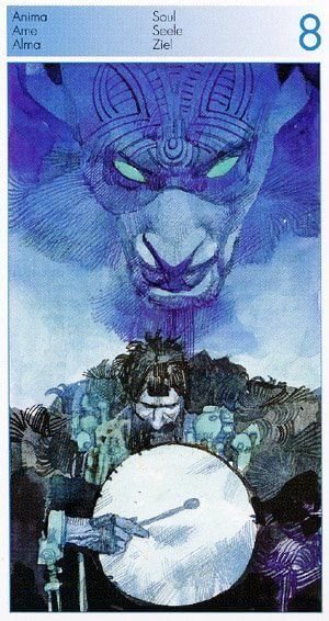Sergio Toppi's visual Art Eight of Soul (=Cups / Water) Sergio Toppi. Tarot of the Origins
