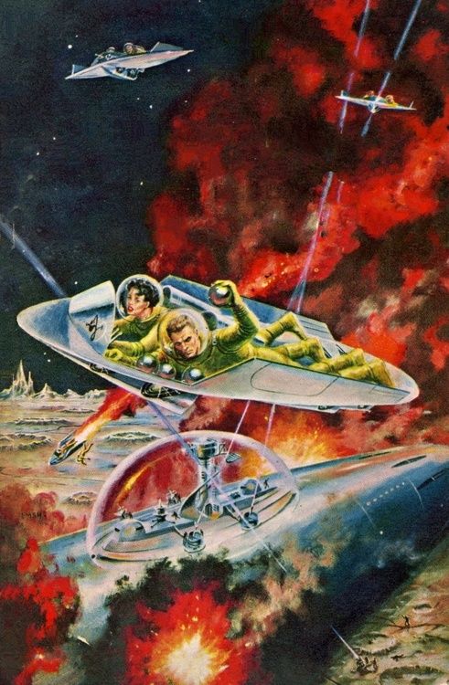 Ed Emshwiller's visual Art Emsh, Brigands of the Moon by Ray Cummings 1958.