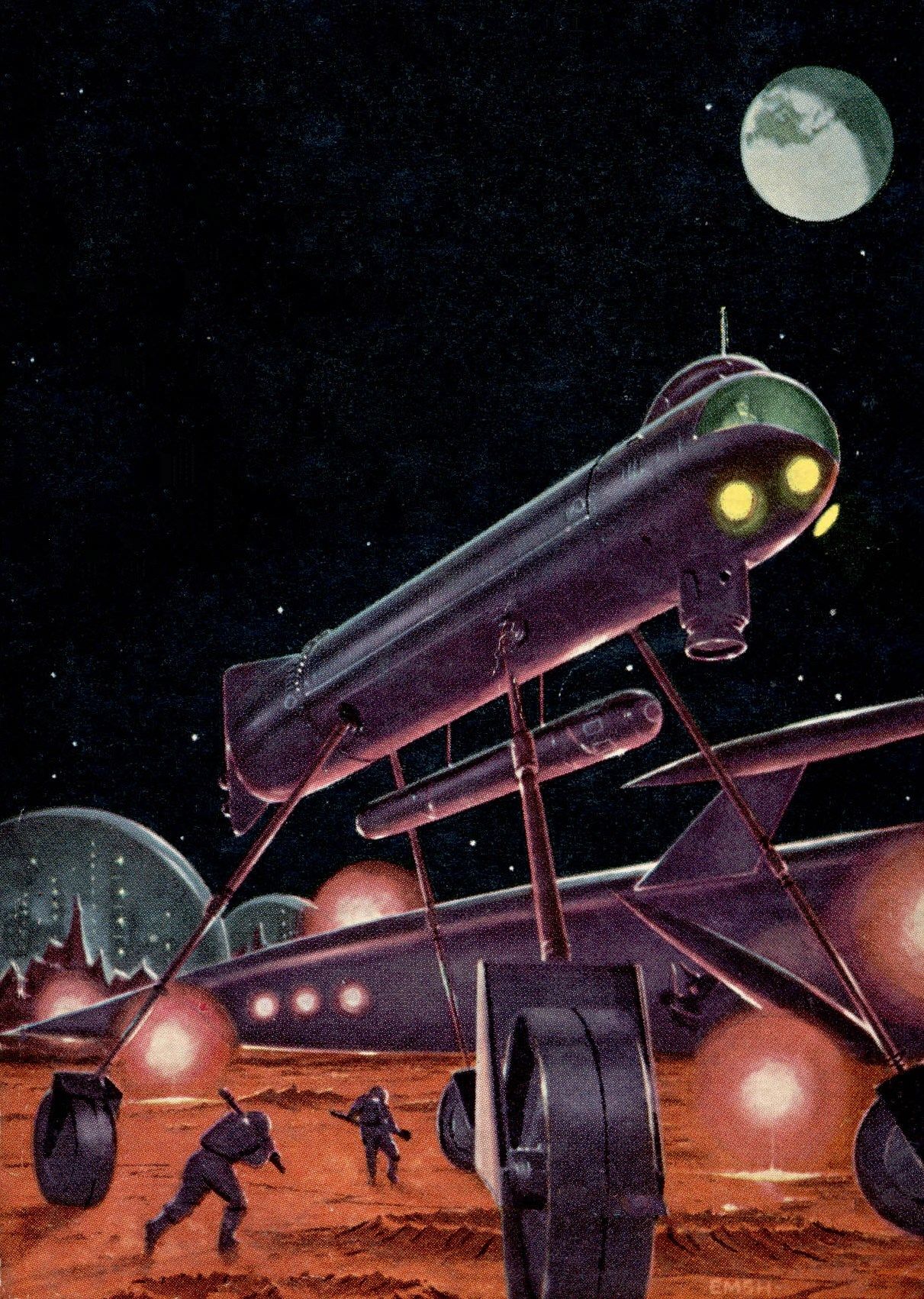 Ed Emshwiller's visual Art Emsh, City on the Moon by Murray Leinster 1958.