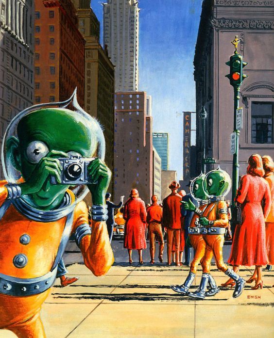 Ed Emshwiller's visual Art Emsh, Galaxy 52-08. The 40 credit tour of Earth.