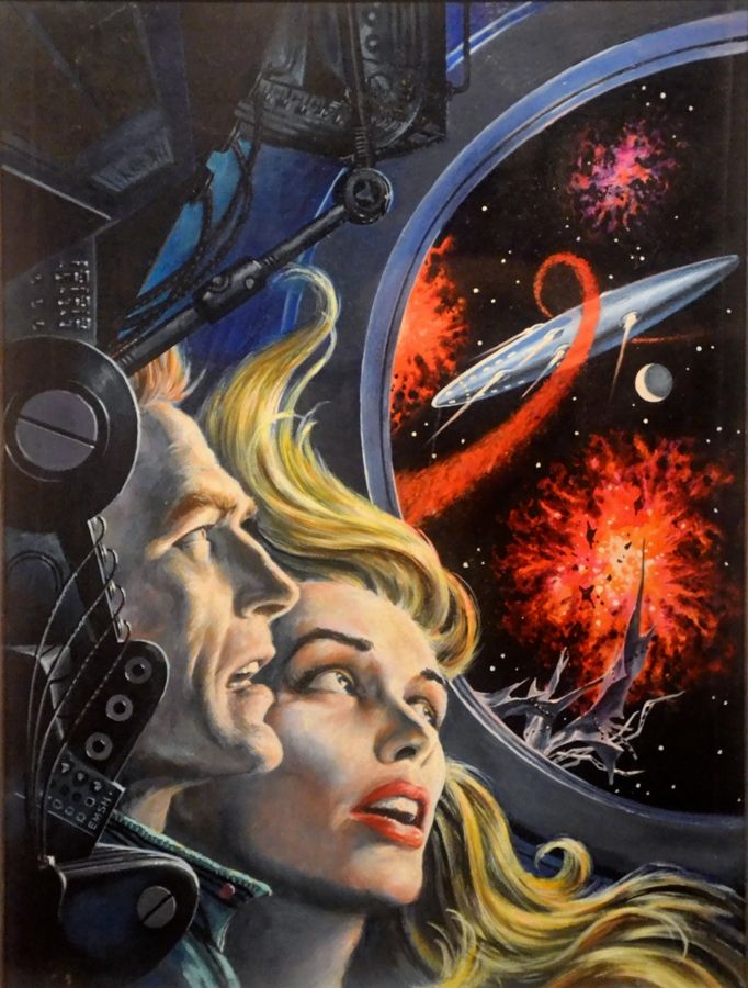 Ed Emshwiller's visual Art Emsh, Space Station #1 by Frank Belknap Long 1957, Ace Books.