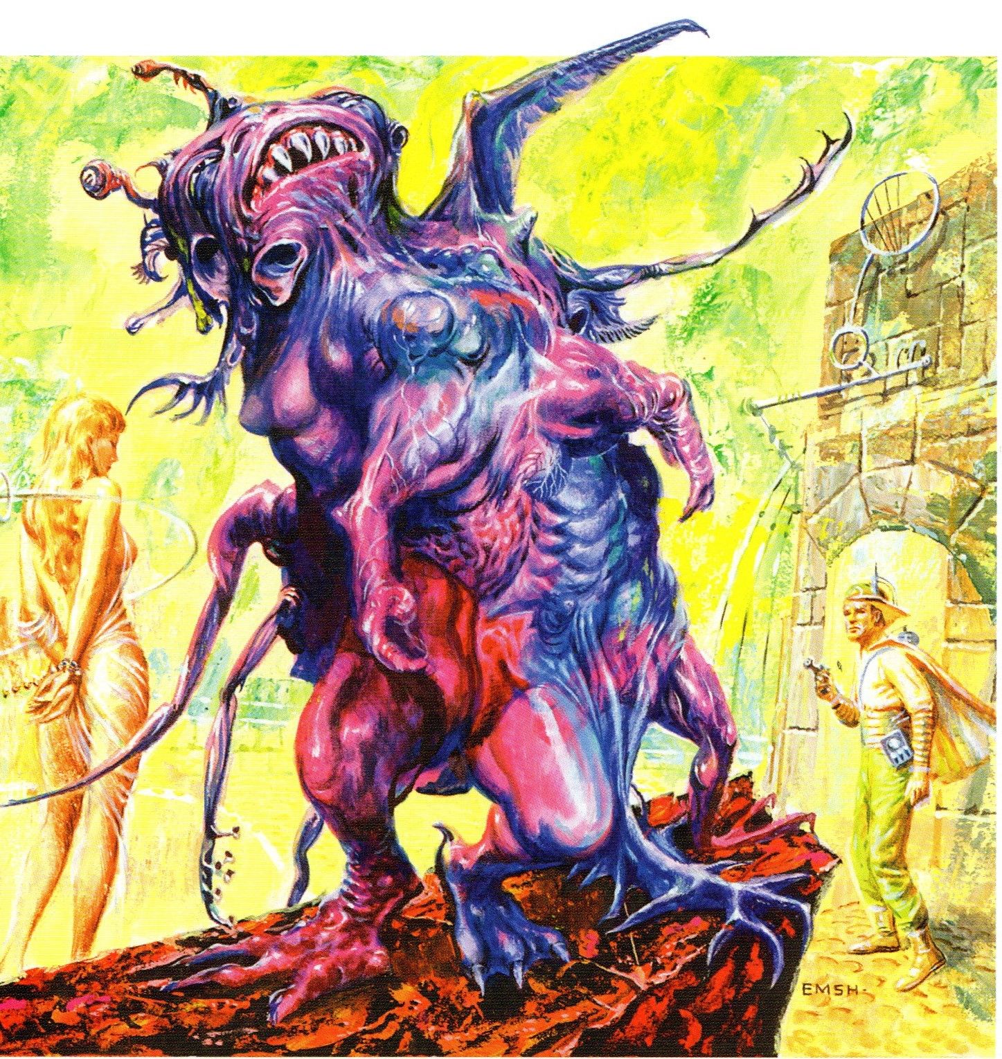 Ed Emshwiller's visual Art Emsh, Spacerogue by Calvin M. Knox (Robert Silverberg), Infinity SF 58-11.