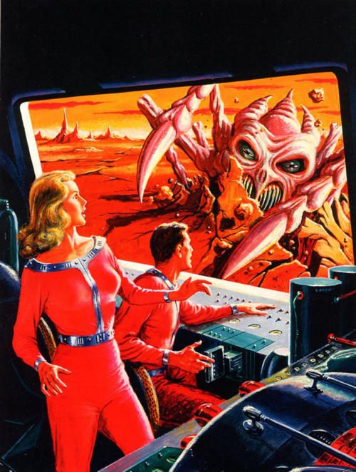 Ed Emshwiller's visual Art Emsh, The Big Jump by Leigh Brackett, Space Stories No.3, 53-02.