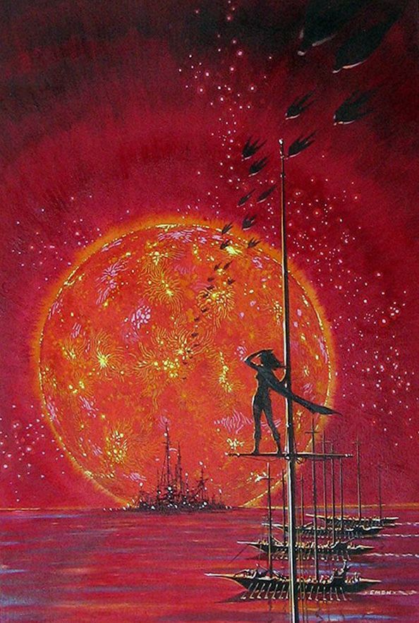 Ed Emshwiller's visual Art Emsh, The Hand Of Zei by L. Sprague de Camp 1963.