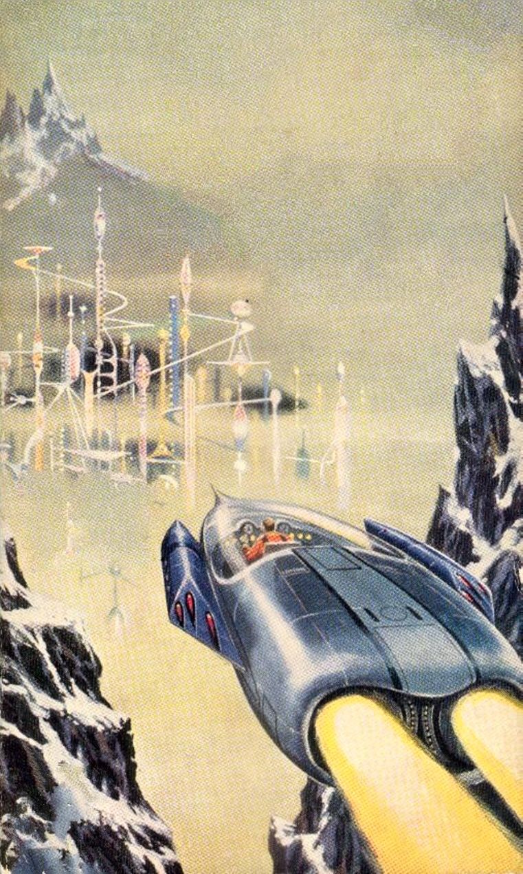Ed Emshwiller's visual Art Emsh, The Pawns of Null-A by A.E. van Vogt., 1960.