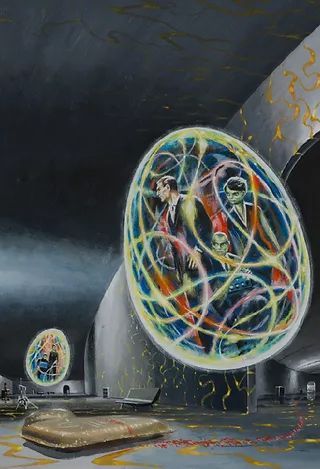 Ed Emshwiller's visual Art Emsh, The Tree of Time by Damon Knight, F&SF 63-12.