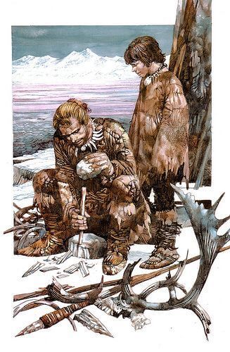 Sergio Toppi's visual Art Flint knapping, beuatiful illustration by Sergio Toppi