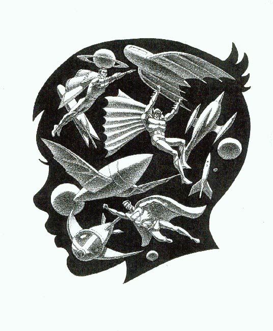 Hannes Bok's Covers Art Hannes Bok, A Boy's Dream, superheroes in space.