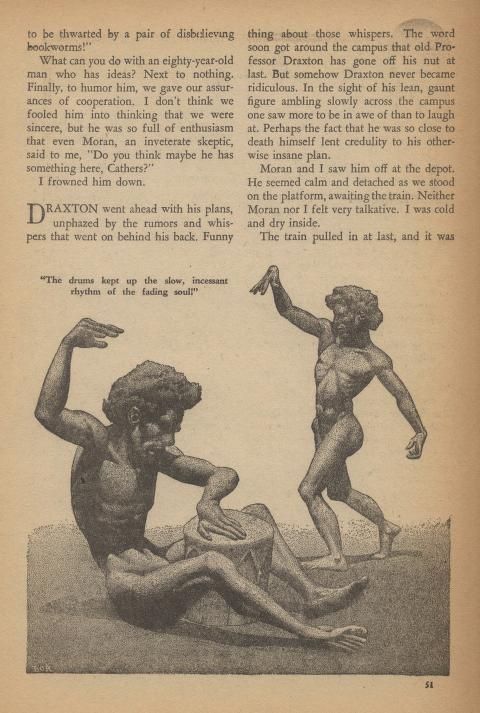 Hannes Bok's Covers Art Hannes Bok, Dead Silence by Leonard Lee Charlot, Weird Tales 42-07, p.51.