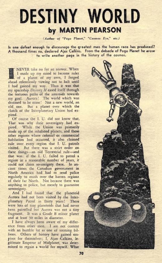 Hannes Bok's Covers Art Hannes Bok, Destiny World by Martin Pearson, Future SF 41-12, p.70.