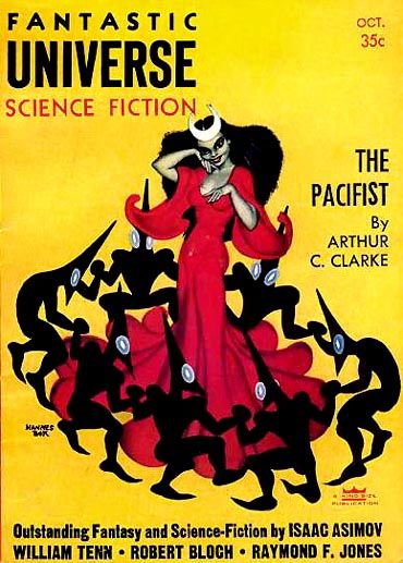 Hannes Bok's Covers Art Hannes Bok, Fantastic Universe 56-10, The Pacifist by Arthur C. Clarke.