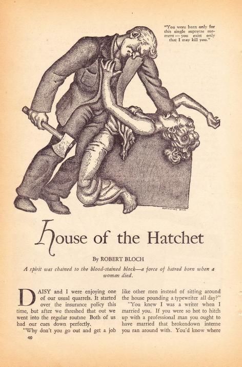 Hannes Bok's Covers Art Hannes Bok, House of the Hatchet by Robert Bloch, Weird Tales 41-01, P.40.