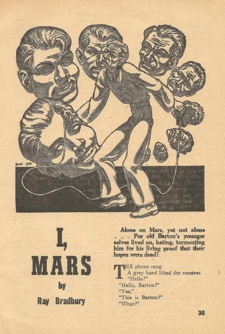 Hannes Bok's Covers Art Hannes Bok, I, Mars by Ray Bradbury, Super Science Stories 49-04, p.34.