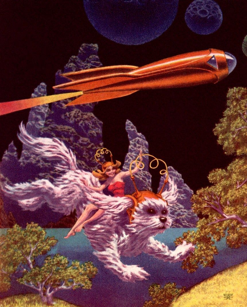 Hannes Bok's Covers Art Hannes Bok, Other Worlds 53-06, The Thinking Cap by Robert Bloch.