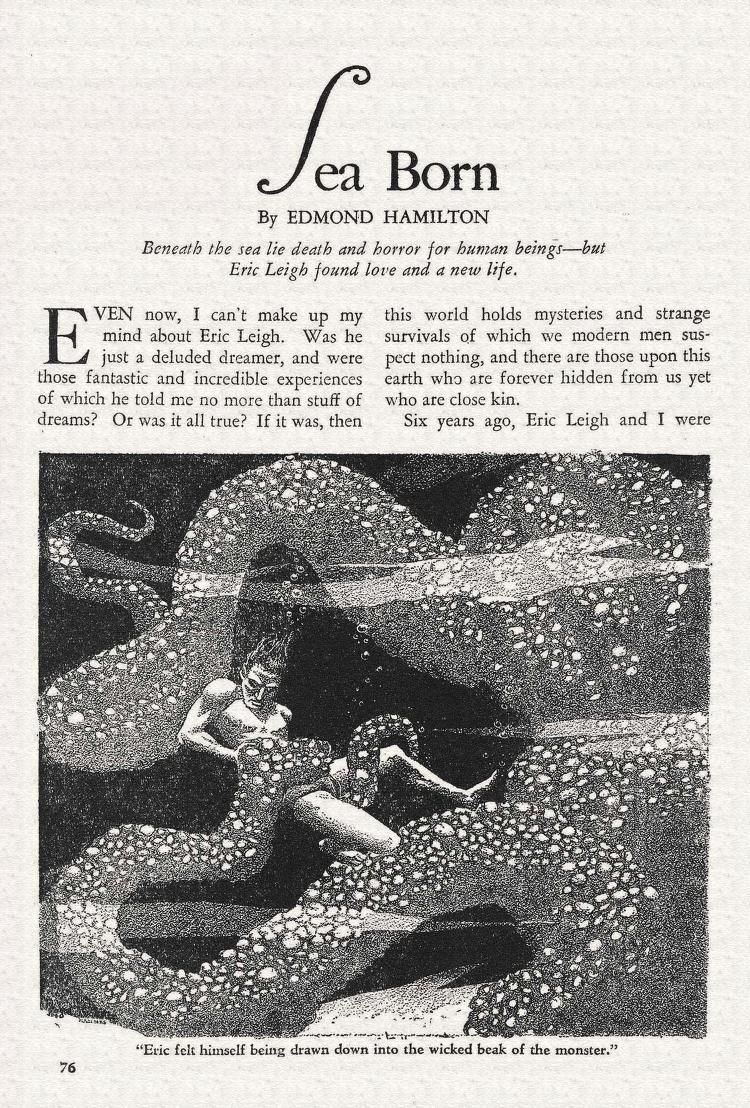 Hannes Bok's Covers Art Hannes Bok, Sea Born, Hamilton, WT 40-09, p.76.