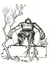 Hannes Bok's Covers Art Hannes Bok, The Giant by Basil Wells, Stirring Science Stories 42-03, p.17.