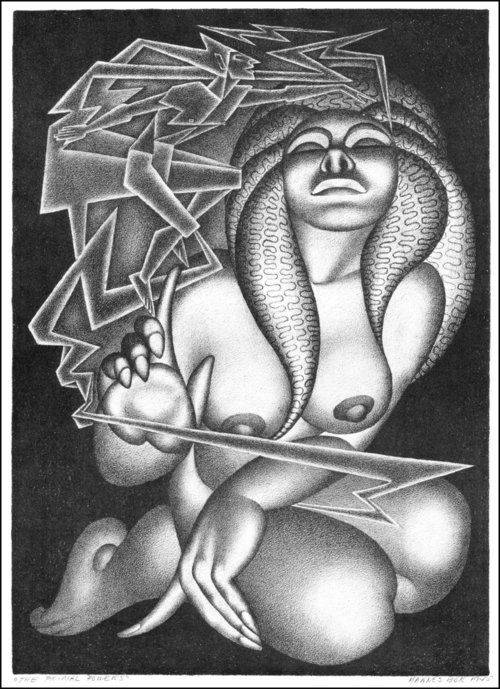 Hannes Bok's Covers Art Hannes Bok, The Primal Powers 1945.