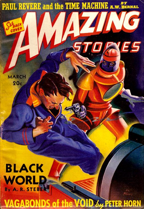 Ed Valigursky Amazing Stories Covers Art Harold McCauley, Amazing Stories 40-03, Black World by A.R. Steber.