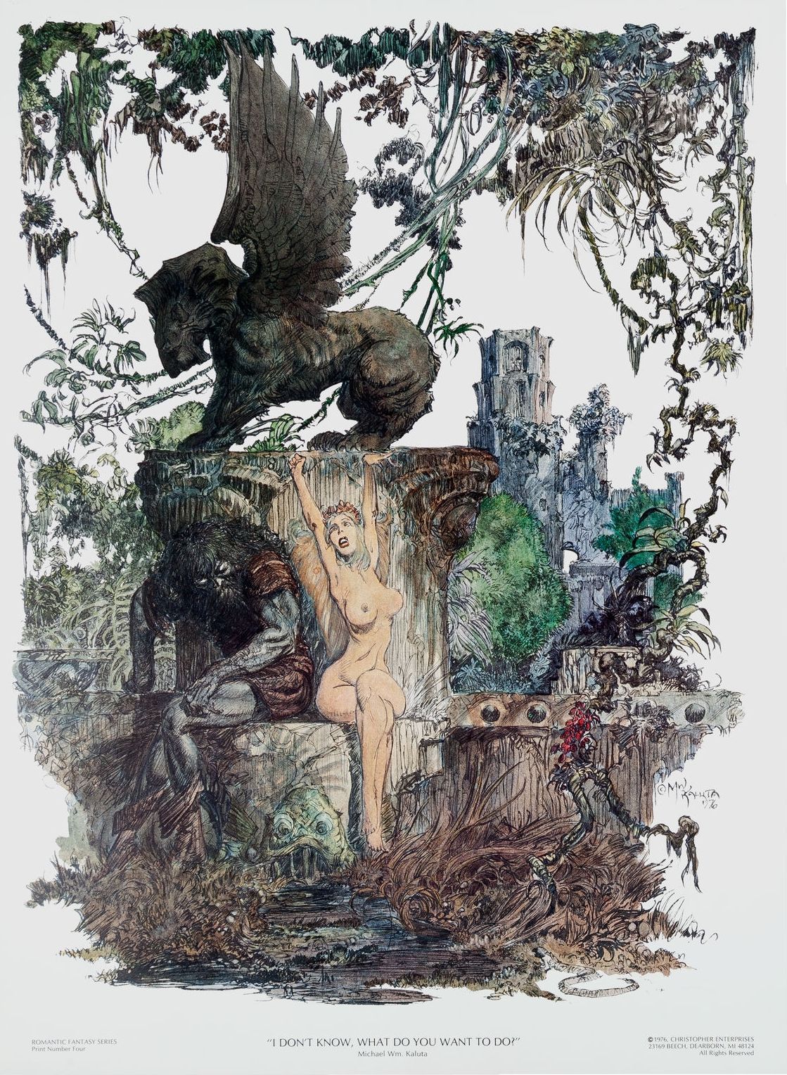 Michael Kaluta's visual Art “I Don’t Know, What Do You Want to Do?” by Michael Kaluta, 1976.