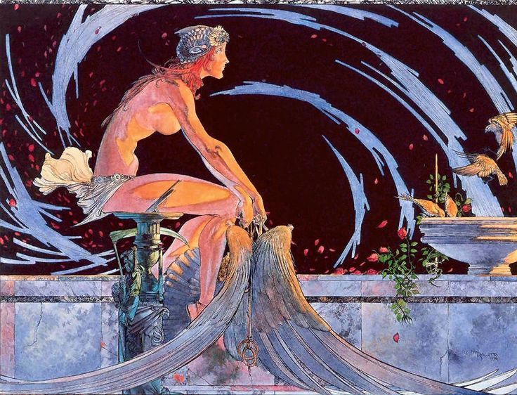Michael Kaluta's visual Art Icarus Had a Sister by Michael Kaluta, 1976.