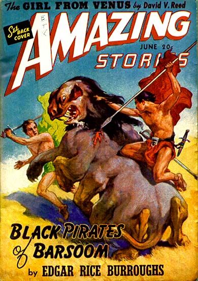 Ed Valigursky Amazing Stories Covers Art J. Allen St. John, Amazing Stories 41-06, Black Pirates of Barsoom by ERB.