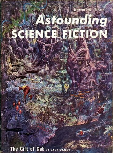 Kelly Freas's Covers Art Kelly Freas, ASF 55-09, The Gift of Gab by Jack Vance.