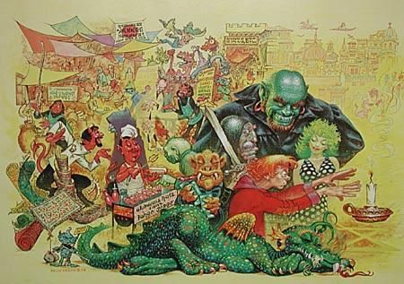 Kelly Freas's visual Art Kelly Freas, Another Fine Myth by Robert Asprin, wraparound cover, 1978.