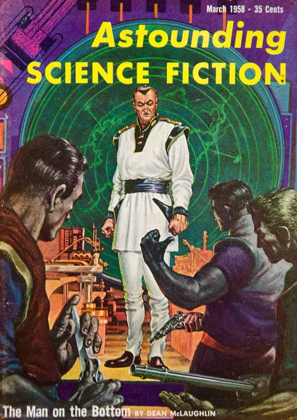 Kelly Freas's Covers Art Kelly Freas, Astounding SF 58-03, The Man on the Bottom by Dean McLaughlin.