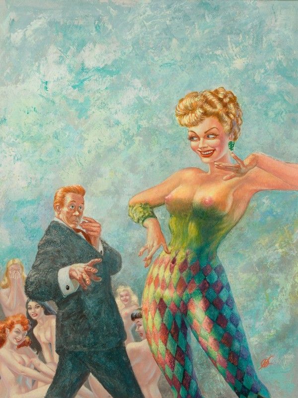 Kelly Freas's visual Art Kelly Freas, Cover art (prior to censorship) for F&SF 57-05.