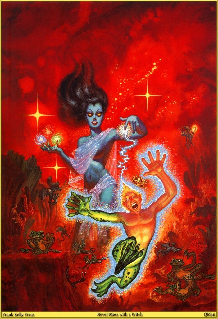 Kelly Freas's visual Art Kelly Freas, Never mess with a witch, Weird Tales 90-Summer.