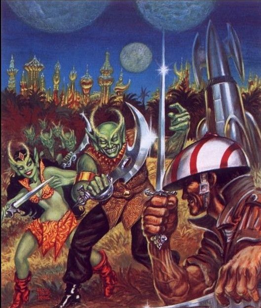 Kelly Freas's visual Art Kelly Freas, Planet Krishna, cover art, Gurps, Steve Jackson Games.