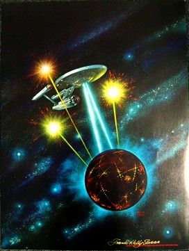 Kelly Freas's visual Art Kelly Freas, The Enterprise firing on a planet.