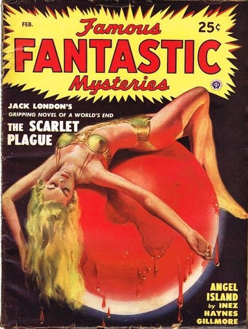 Lawrence Sterne Stevens's Covers Art Lawrence Sterne Stevens, FFM 49-02, The Scarlet Plague by Jack London.