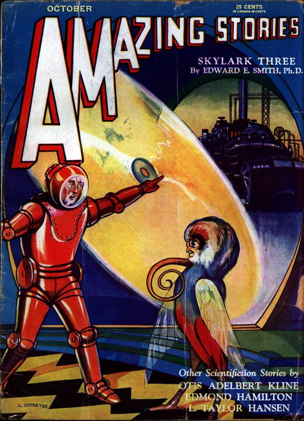 Ed Valigursky Amazing Stories Covers Art Leo Morey, Amazing Stories 30-10, The Prince of Liars by L. Taylor Hansen.